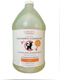 Carlies Ultra Premium Dog Shampoo & Conditioner, Mango Scent For Dogs Gallon Groomer Bottle