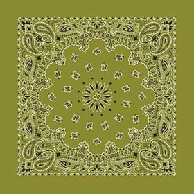 BANDANNA Paisley Olive 12pk