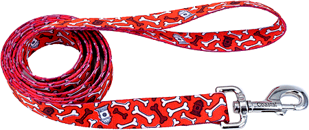 PET ATTIRE Styles Dog Leash 3/4 x 4ft Red Bone