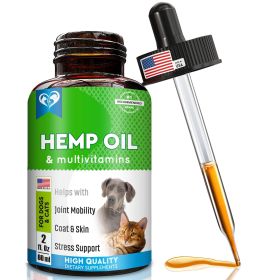 Dog Hemp Oil Drops Pet Calming Anti Anxiety and Herbal Stress Relief Natural Organic Liquid Medication for Arthritis Dog Sedative Supplements