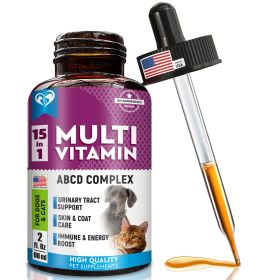 Dog Multivitamin Liquid with Glucosamine & Cranberry 15 in 1 Health Supplements for Urinary Tract Kidney Bladder Hip and Joint Skin and Coat 6