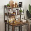 Furniture style dog crate side table with shelves, equipped with double doors and a raised roof. Rustic Brown, 38.58 ''w x 25.5 ''d x 57 ''h