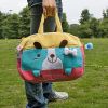 [Smile Dog] Embroidered Applique Fabric Art Duffle Bag / Shoulder Bag / Travel Bag (12.2*9.1*4)