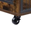 Furniture style dog crate side table with shelves, equipped with double doors and a raised roof. Rustic Brown, 38.58 ''w x 25.5 ''d x 57 ''h