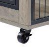 Furniture style dog crate side table with shelves, equipped with double doors and a raised roof. Grey, 38.58 ''w x 25.5 ''d x 57 ''h