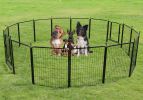 Dog Playpen Puppy Playpen for Medium Small Dogs Outdoor Pet Playpen 16 Panels Exercise Pen 32 inch Metal Indoor Dog Fence 2 Doors