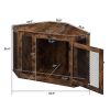 Corner Dog Crate, Lockable Doors, Dog Kennel with Wood and Mesh, Dog Crate for Small/Medium Dogs, Pet Crate Furniture, Dog House, Side End Table, Indo